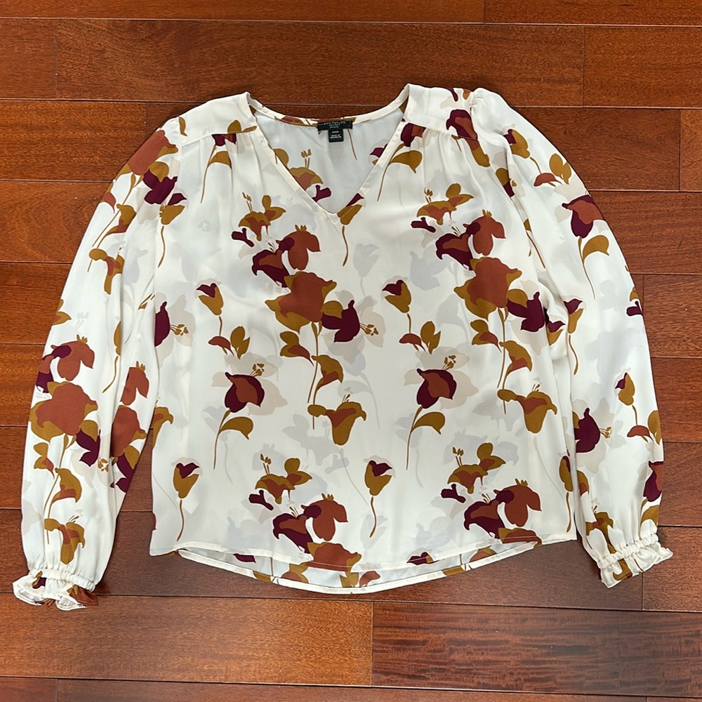 Ann Taylor Women’s Blouse Ivory, Orange and Purple XXSP